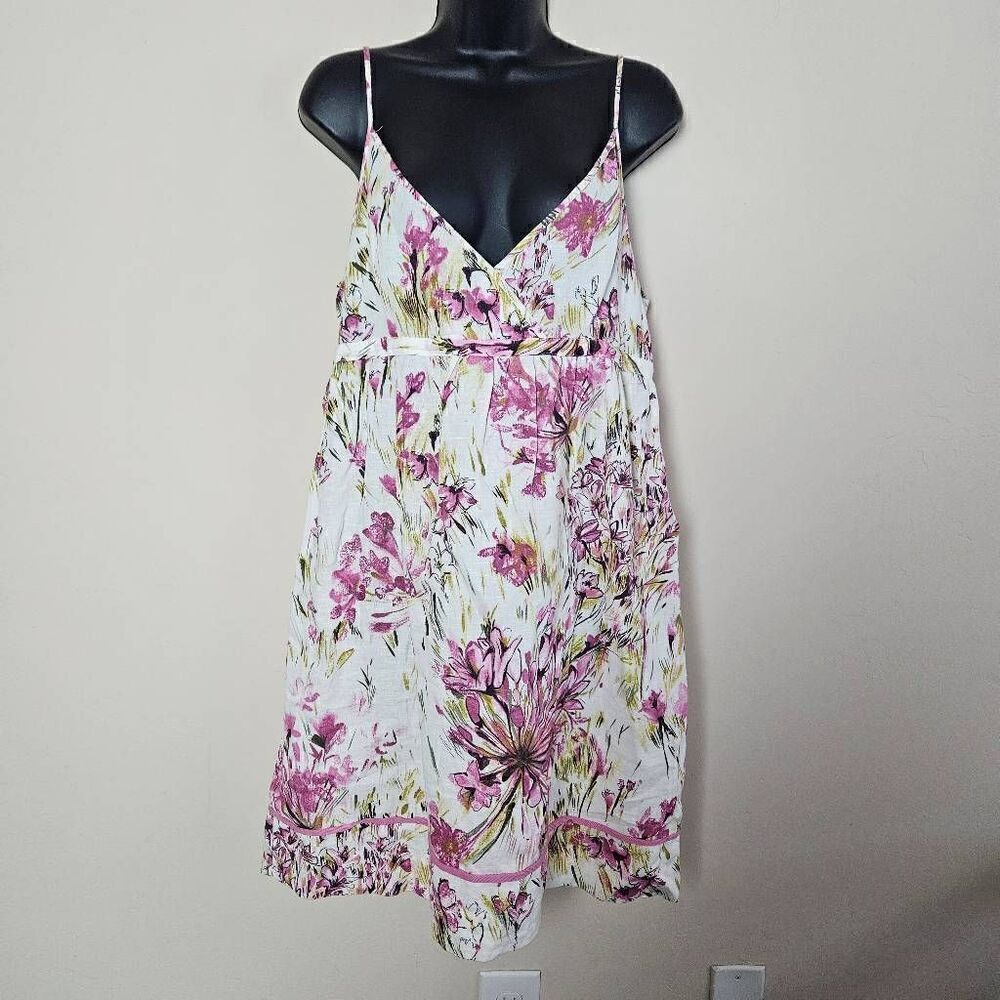 Zara Basic Floral Linen Blend Dress